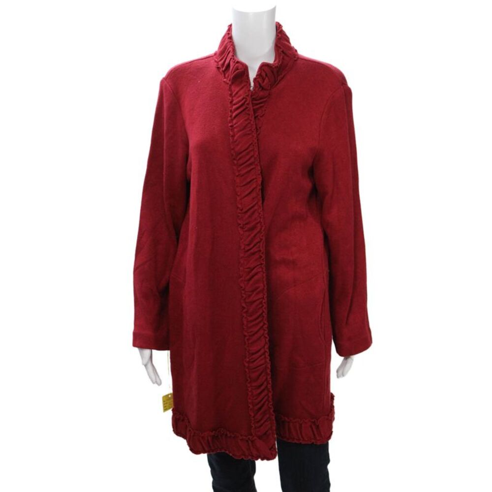 Pure Essence Women High Neck Red Long Sleeve Coat Size XL